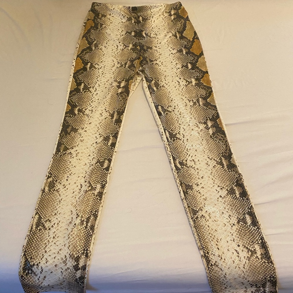 Pleather snake print pants